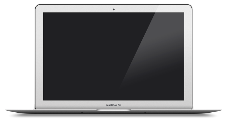 Silver MacBook Air laptop with blank screen