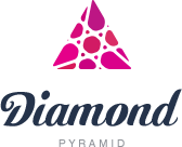 Pink dotted pyramid logo above Diamond text