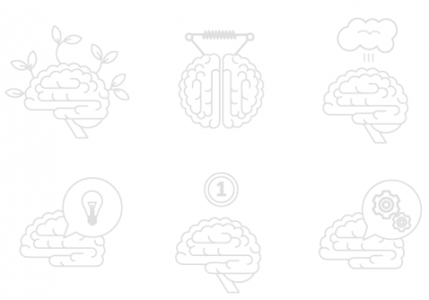 Six brain icons representing creativity, growth, innovation Six brain icons representing creativity, growth, innovation