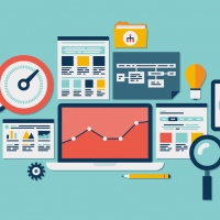 Analytics dashboard with charts on laptop