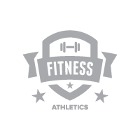 Fitness athletics shield logo with dumbbell