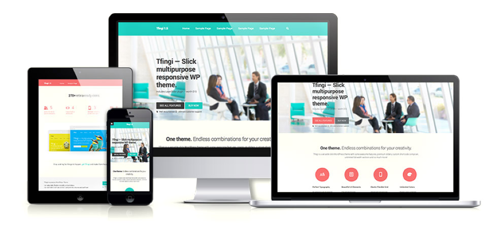 Responsive website displayed on multiple devices