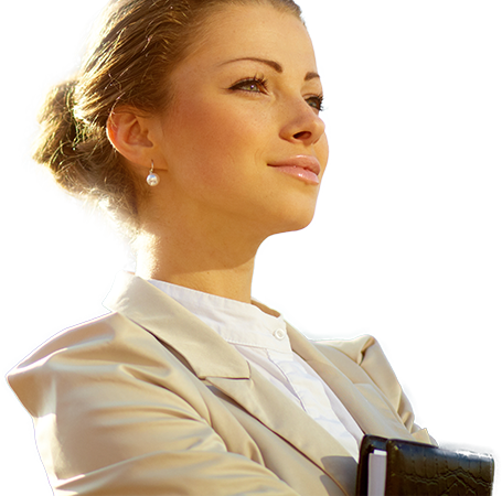 Confident professional woman holding folder